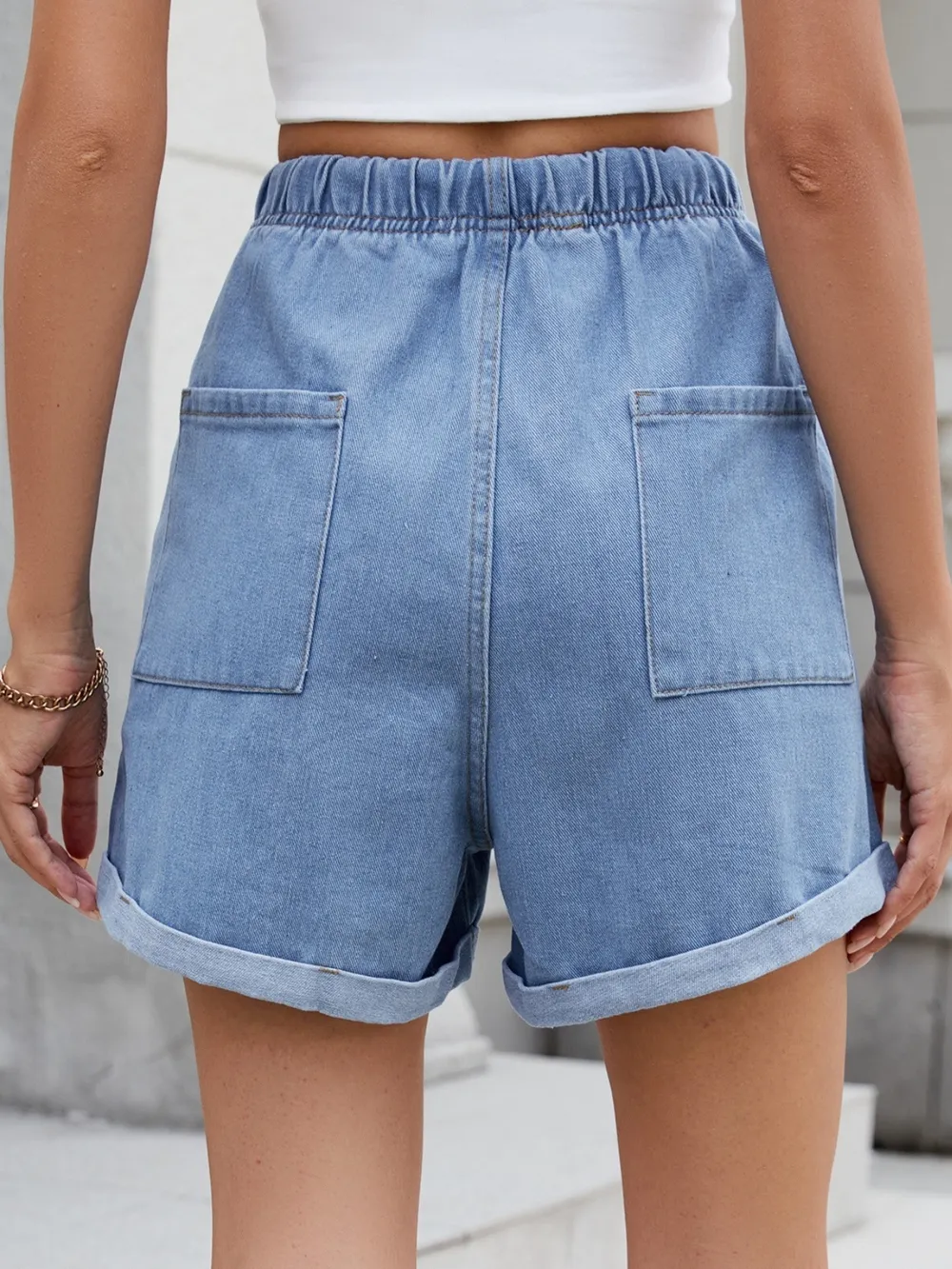 Drawstring Wash Denim Shorts, image 18