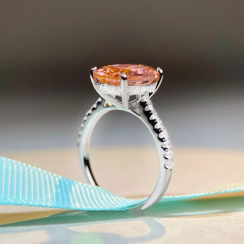 925 Sterling Silver Zircon Oval Ring, image 8