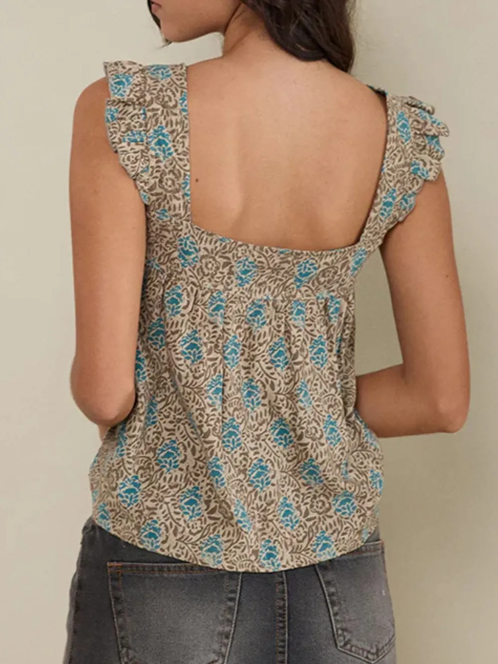 Ruffled Plaid Square Neck Tank, image 5
