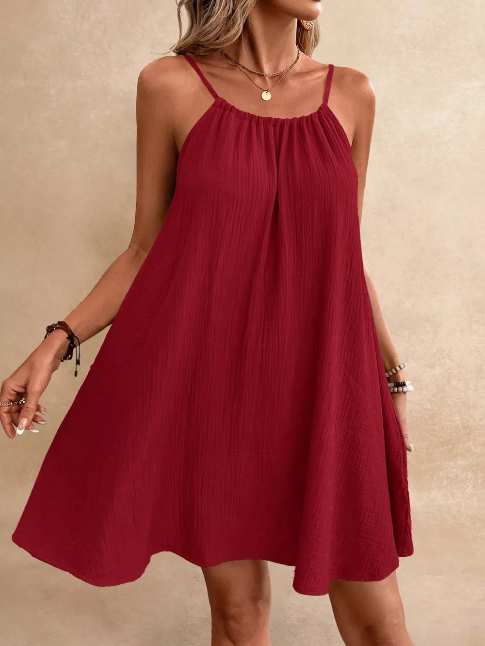 Casual Loose Spaghetti Strap Mini Dress, image 17