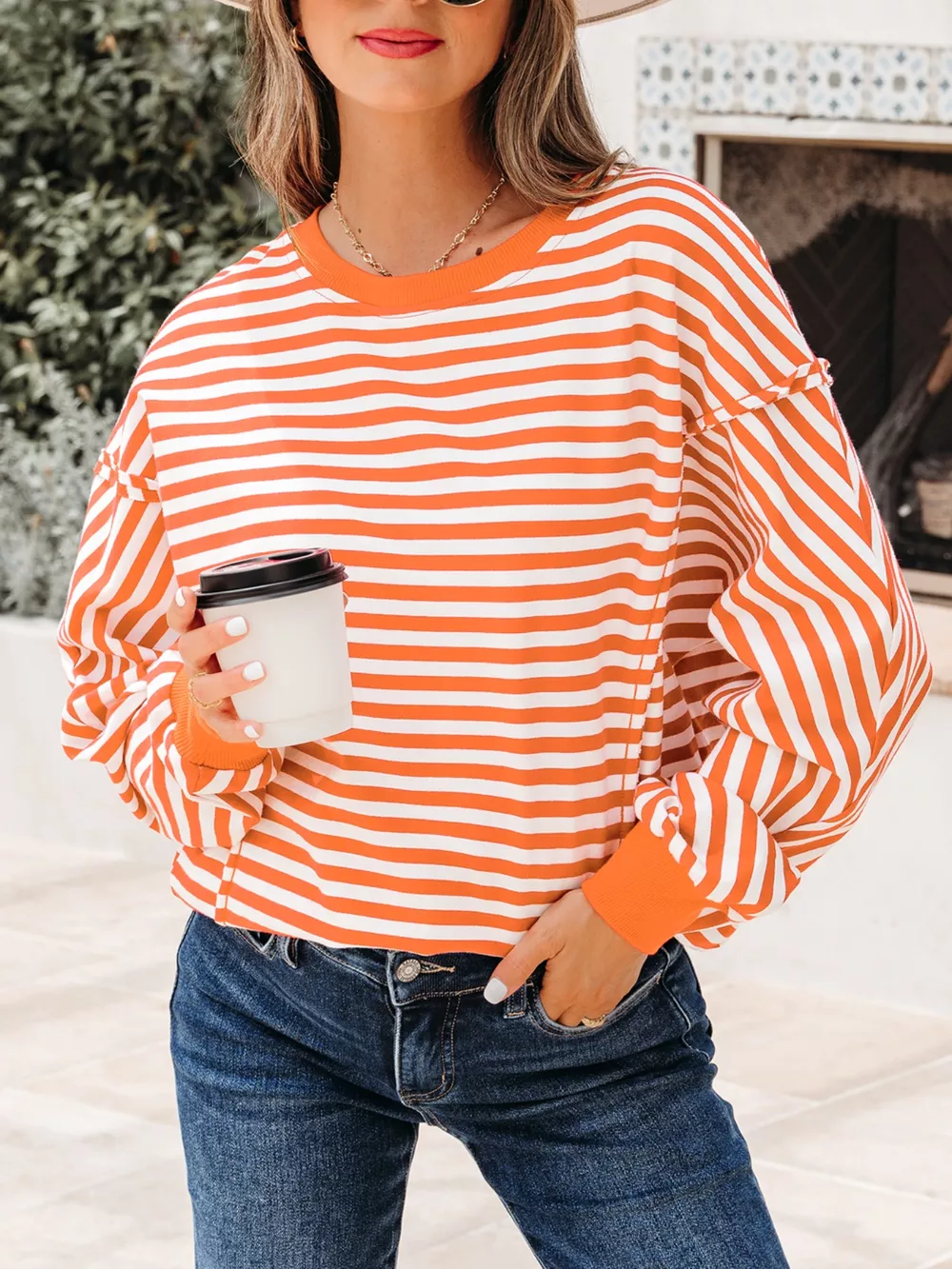Striped Long Sleeve Casual Sweatshirt, image 8