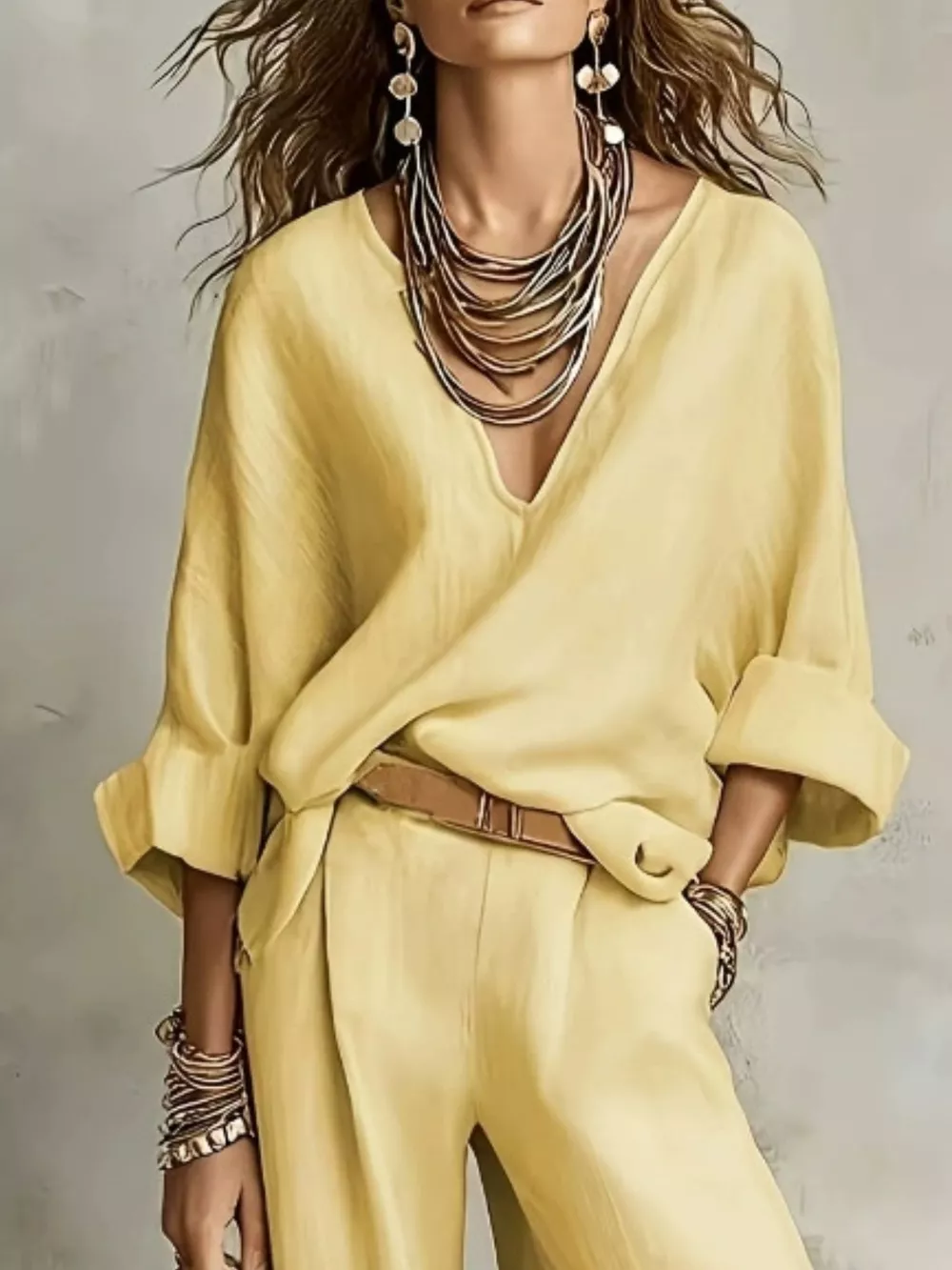Full Size Loose Fit Top and Wide-Leg Pants Set Plus Size, image 12