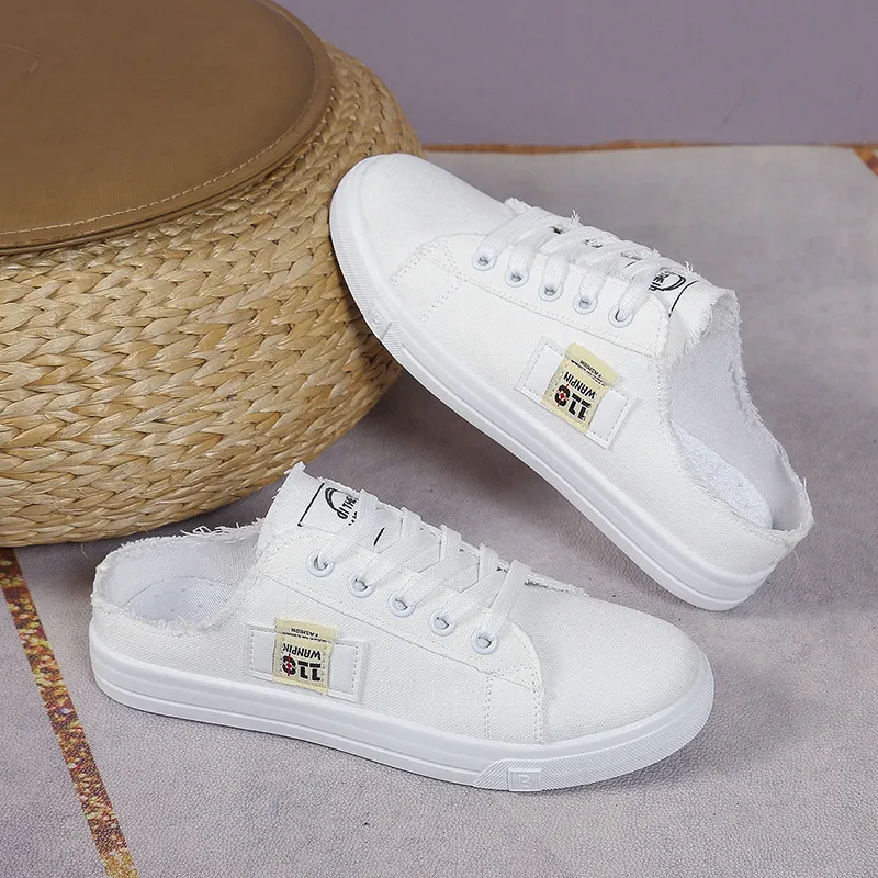 Frayed Hem Lace Up Canvas Sneakers, image 6