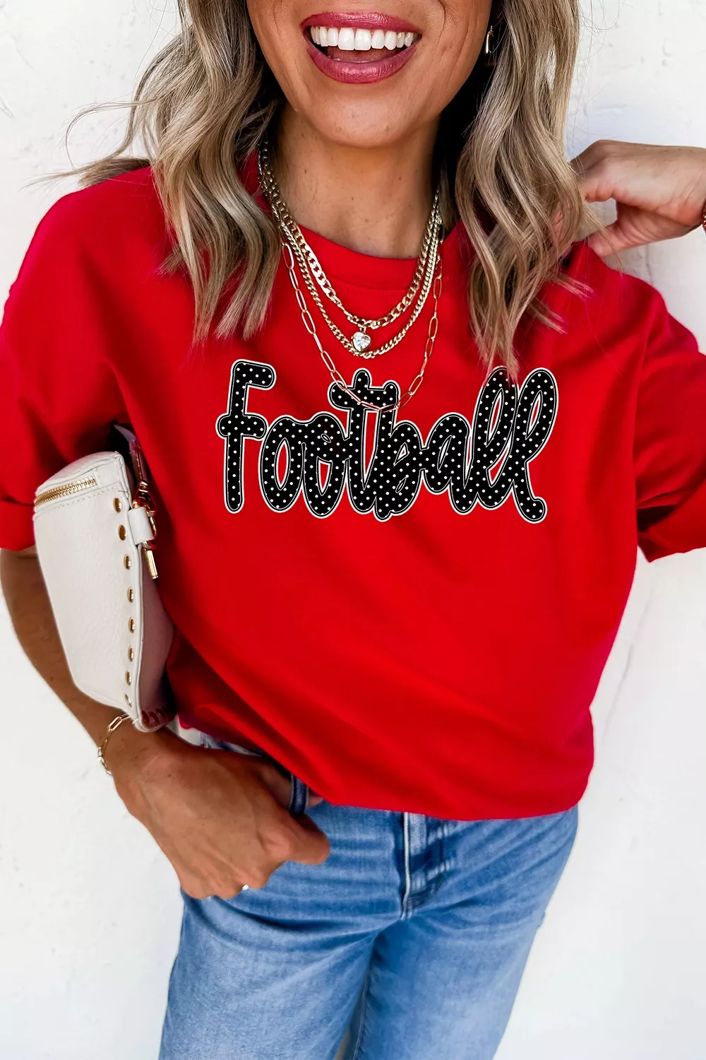 Full Size Football Polka Dot Letter Graphic Game Day T Shirt Plus Size, image 4