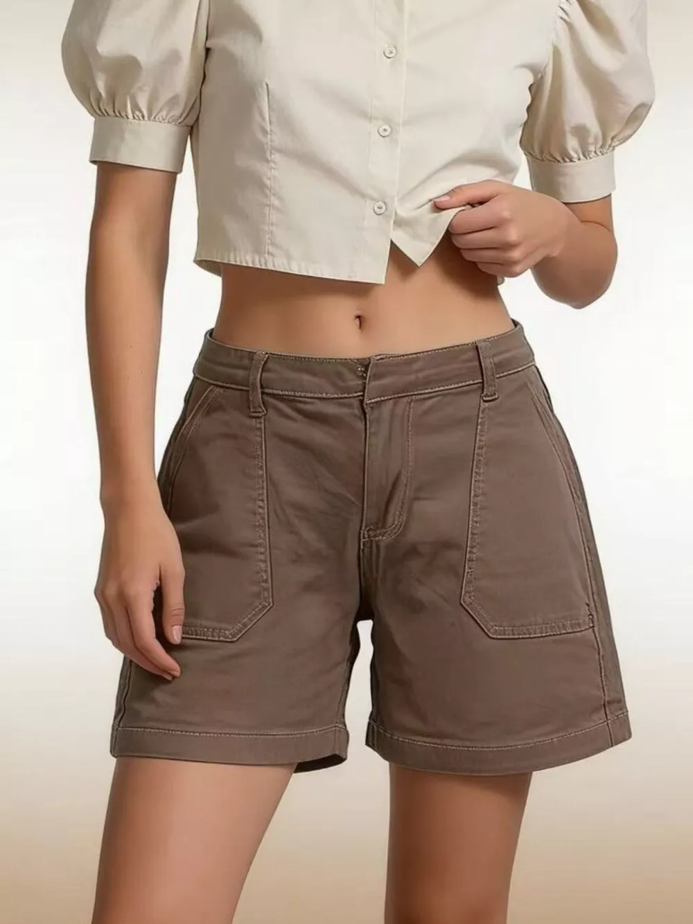 Pocketed Denim Shorts, image 8