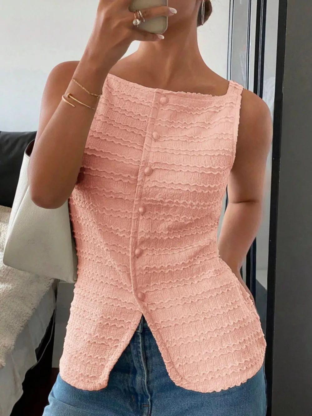 Textured Button-Front Tank, image 20
