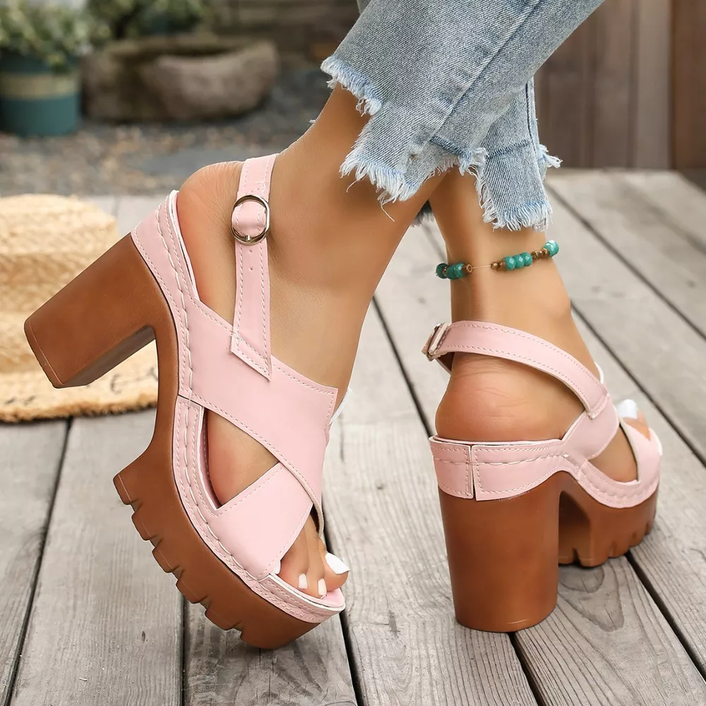 Open Toe Block Heels Sandals, image 6