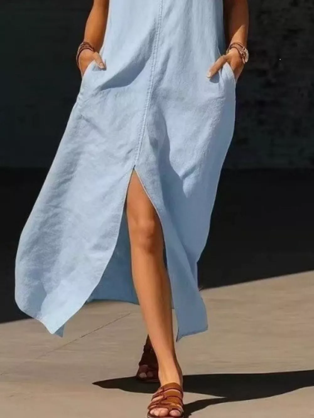 Sleeveless Maxi Dress with Side Pockets, image 12