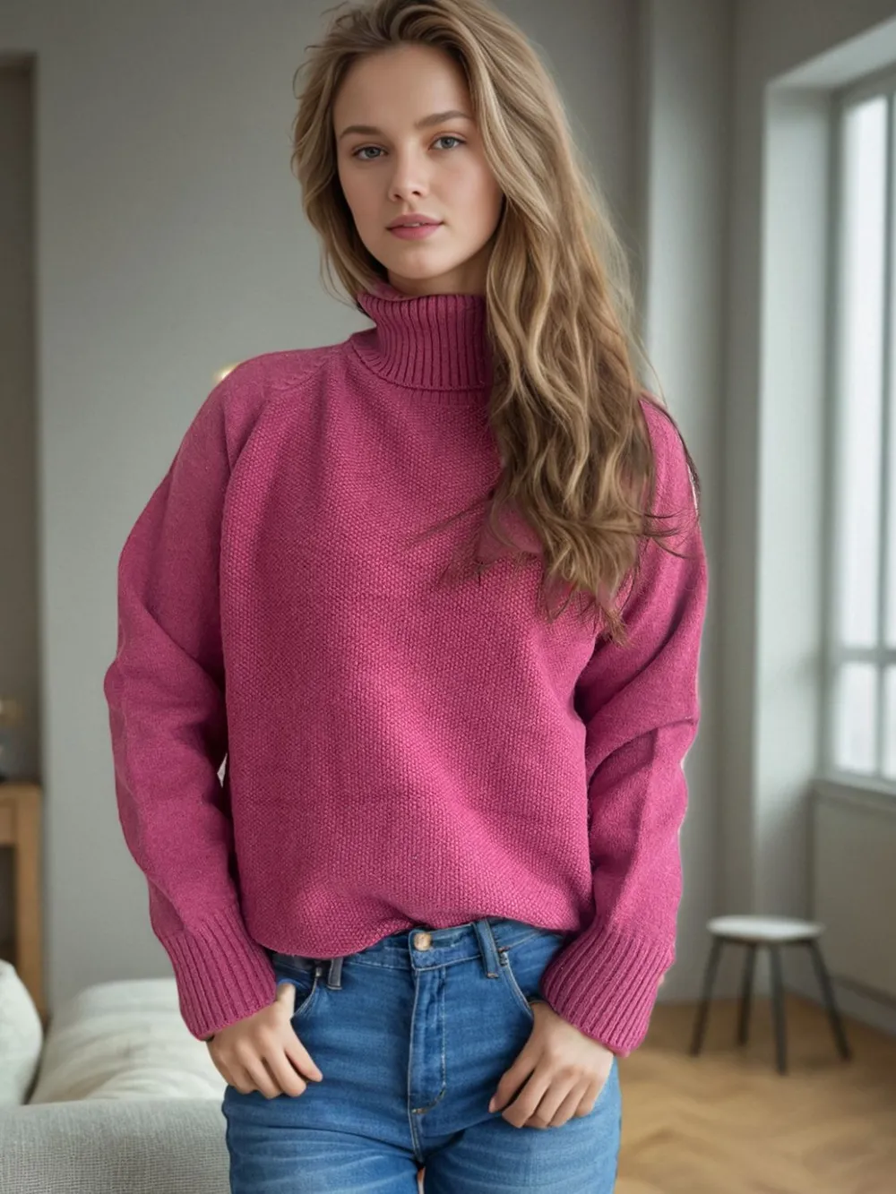 Ribbed Turtleneck Raglan Sleeve Sweater, image 11