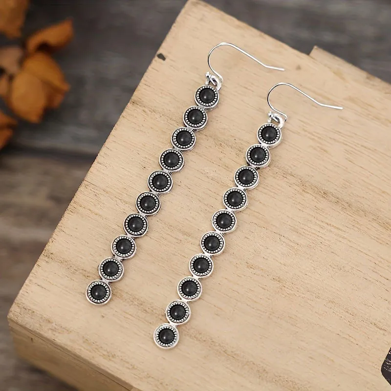 Artificial Turquoise Alloy Bar Earrings, image 4