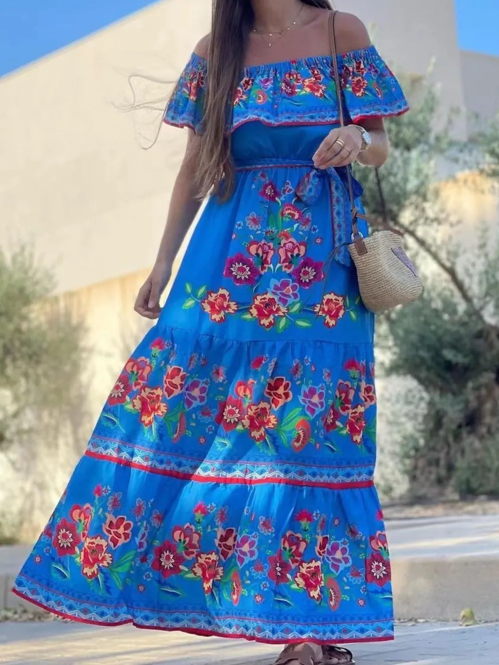 Floral Off Shoulder Ruffle Maxi Dress, image 13