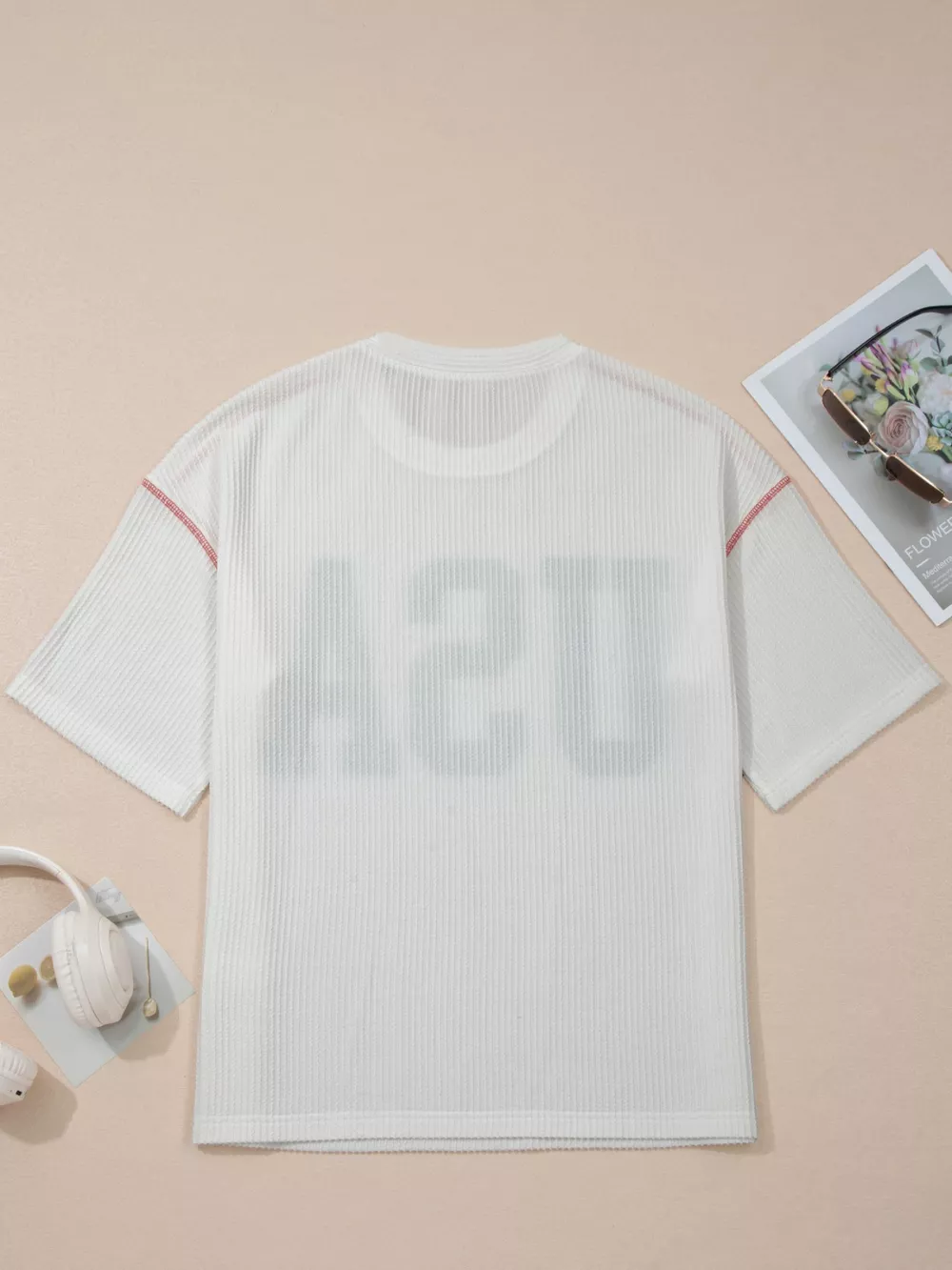 USA Graphic Half Sleeve Loose Ribbed Top, image 4