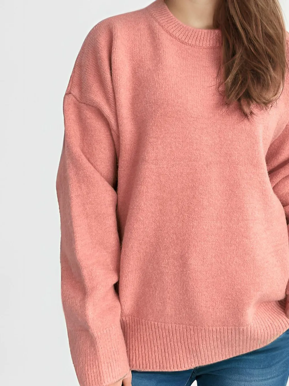 Round Neck Dropped Shoulder Long Sleeve Sweater, image 8