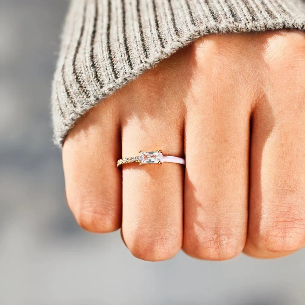 Heart Shape Inlaid Zircon Enamel Ring, image 15