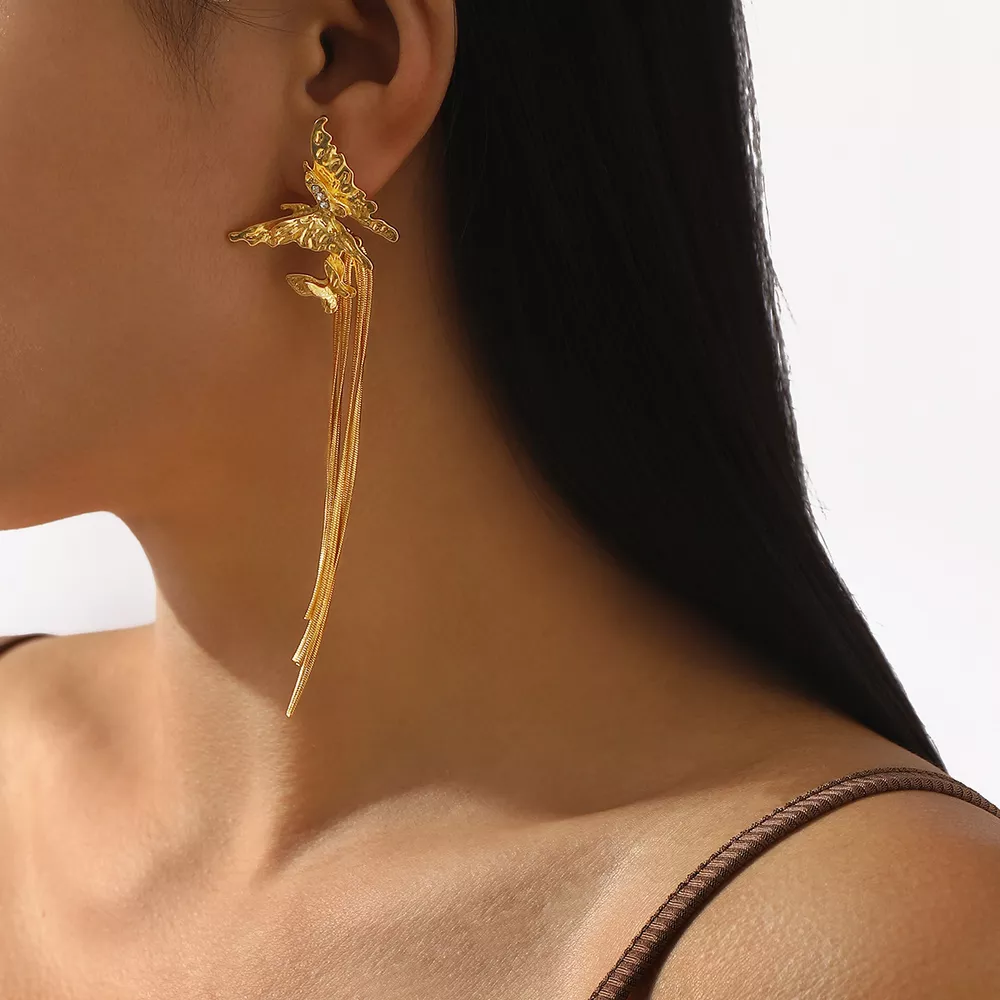 Butterfly Fringe Dangle Earrings, image 6
