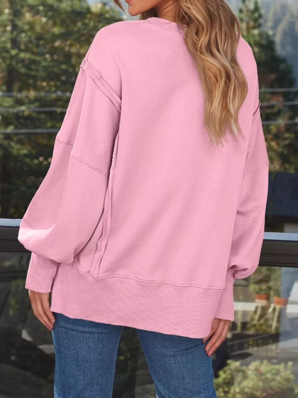 Side Slit Long Sleeve Oversized Sweatshirt, image 13