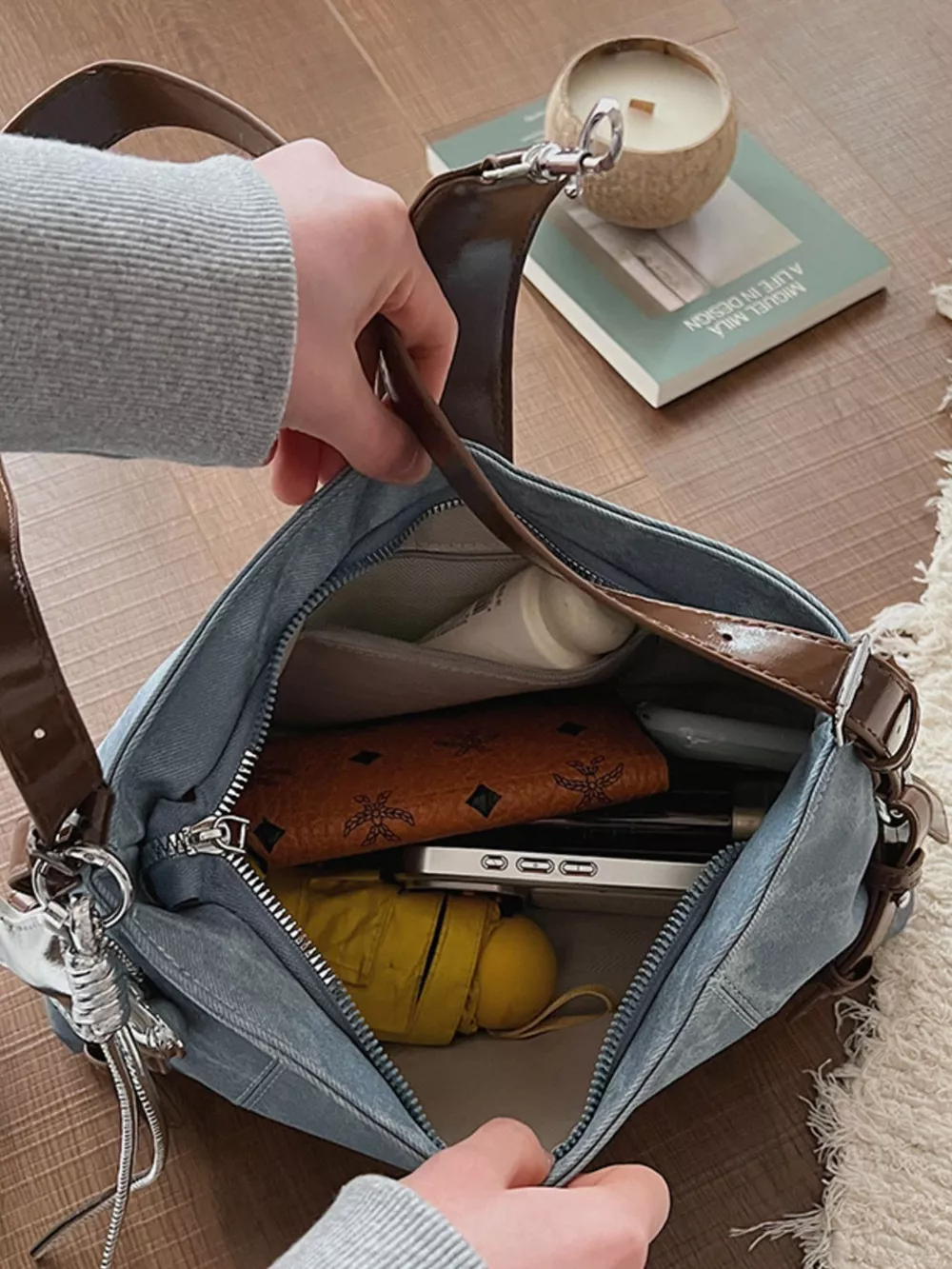 Vintage Wash Crossbody Bag with Leather Accents, image 9