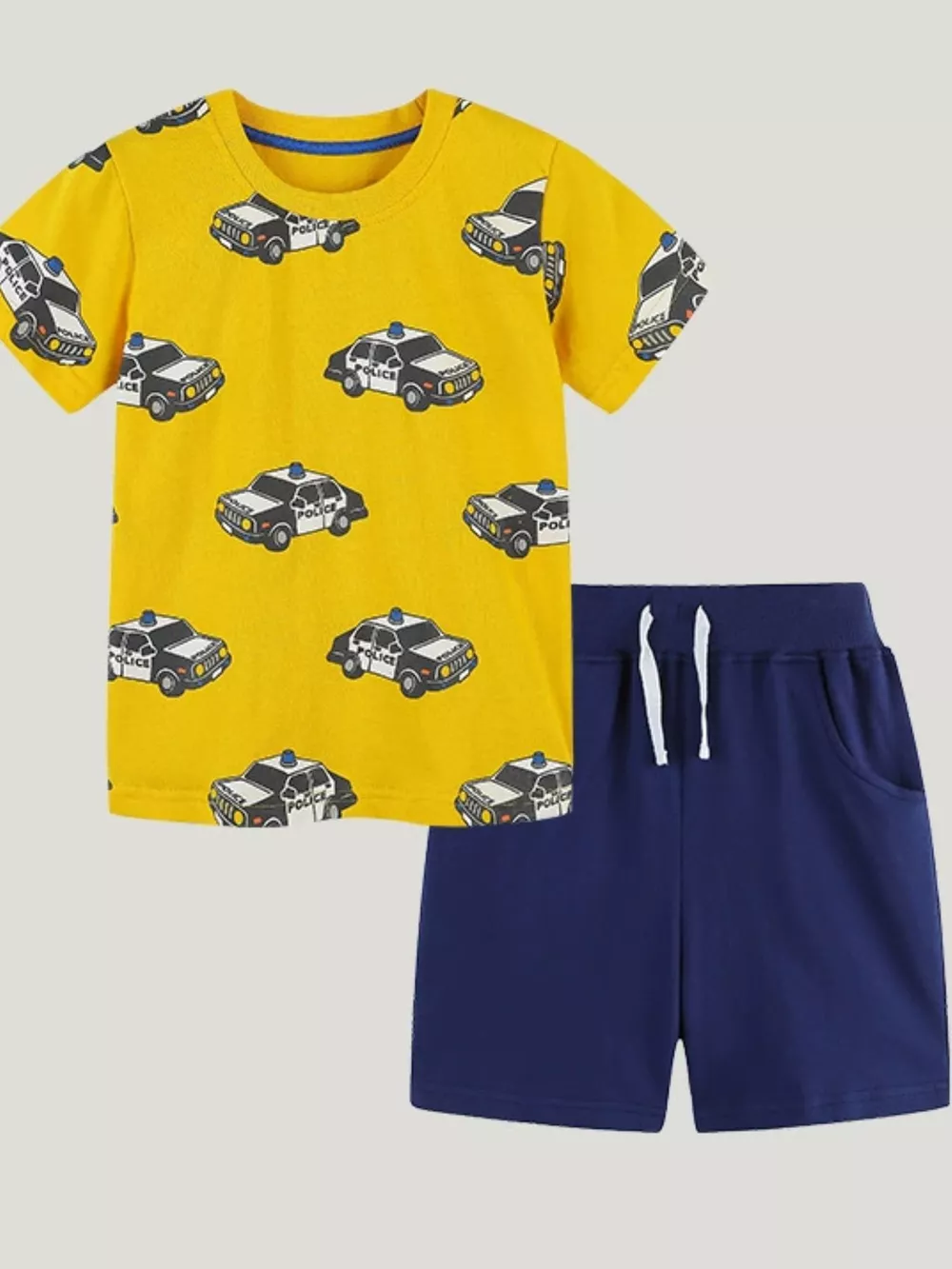 Kids' Police Car Print T-Shirt and Shorts Set