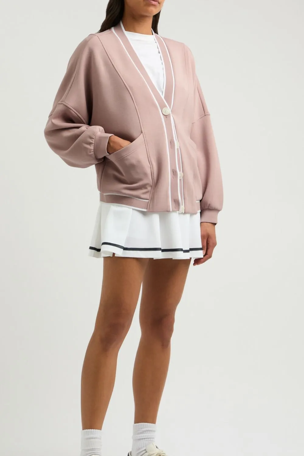 Contrast Trim V Neck Button Up Cardigan, image 11