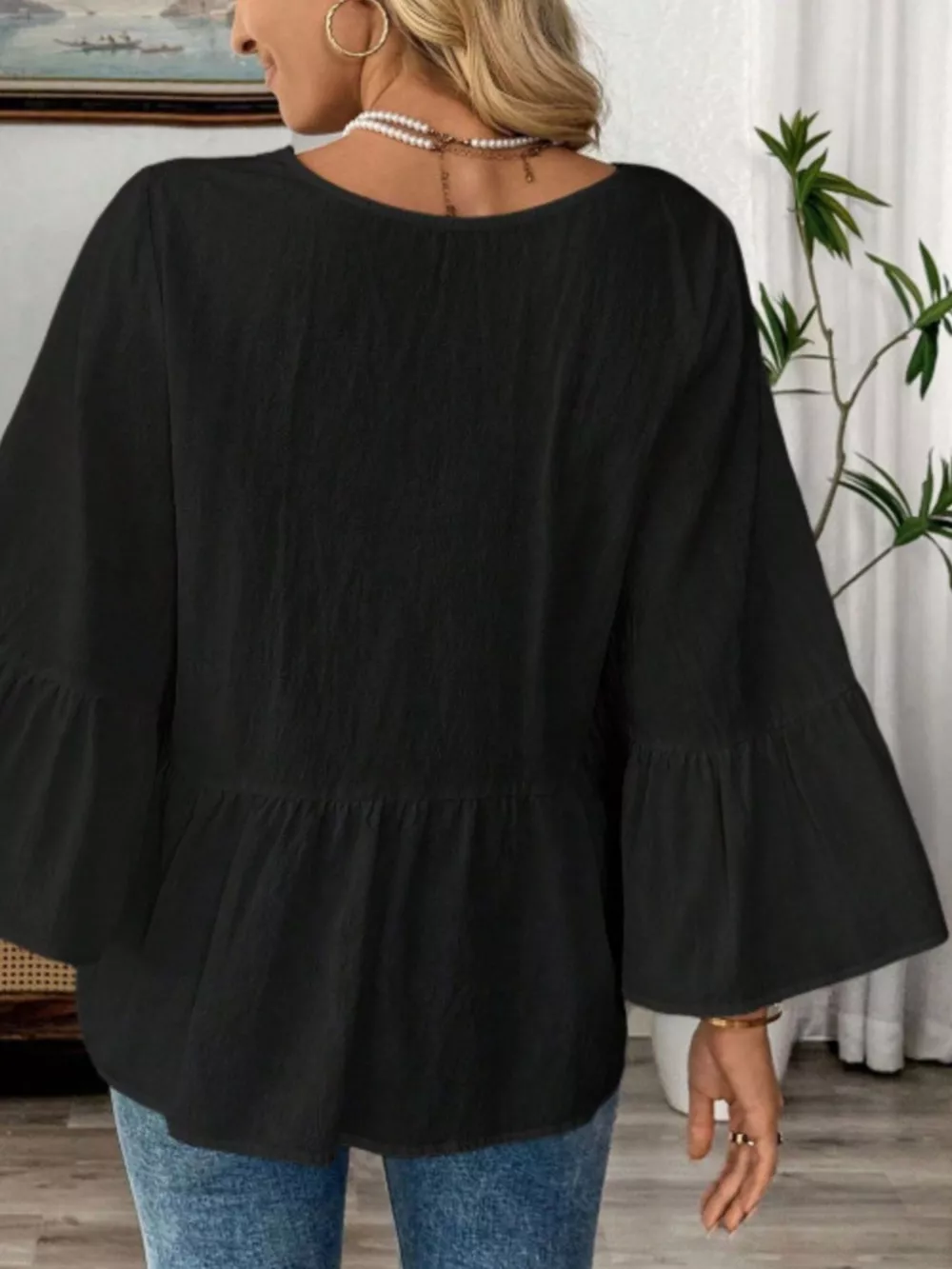 V-Neck Bell Sleeve Blouse, image 13