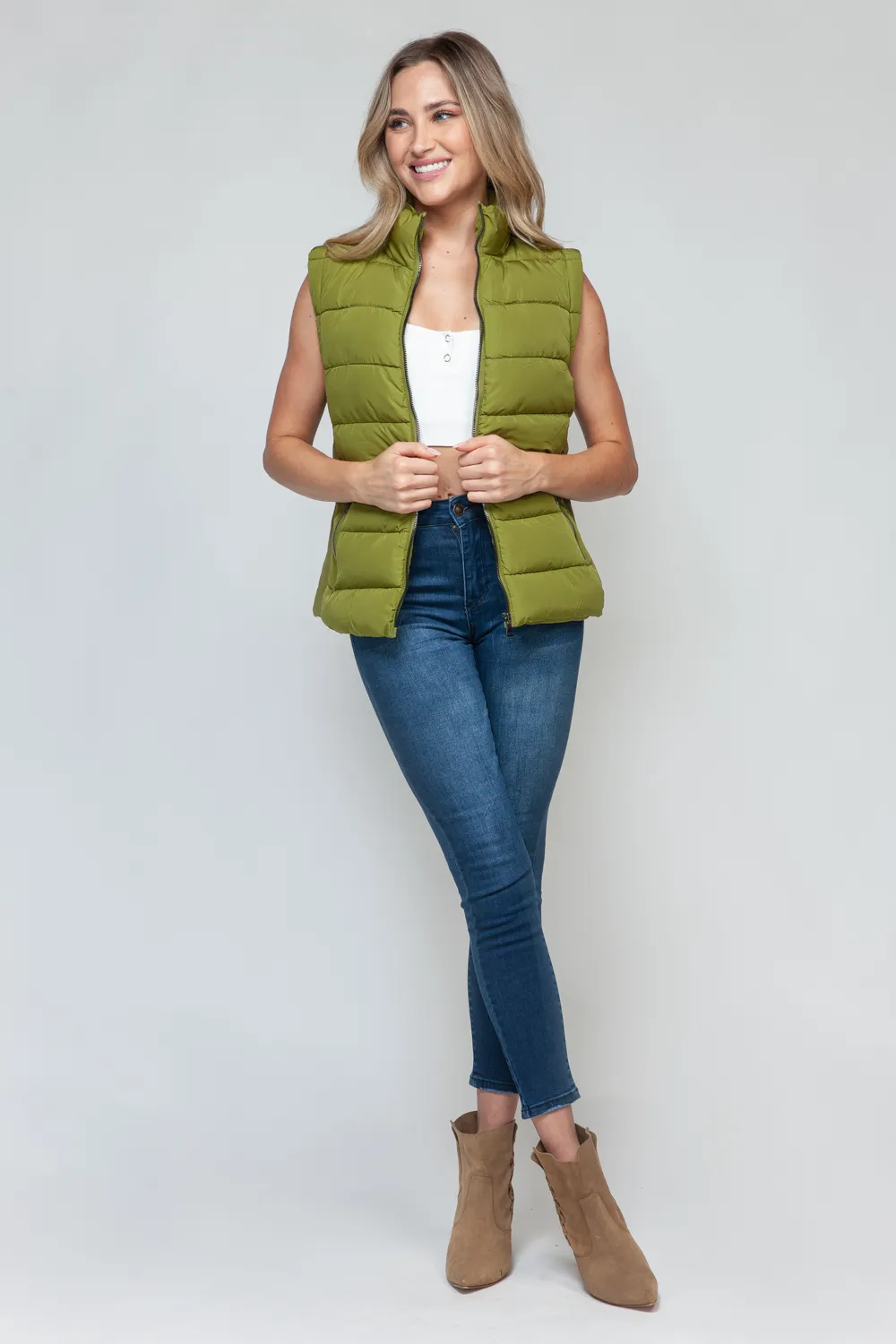 Zip Up Turtleneck Vest with Pockets, image 8