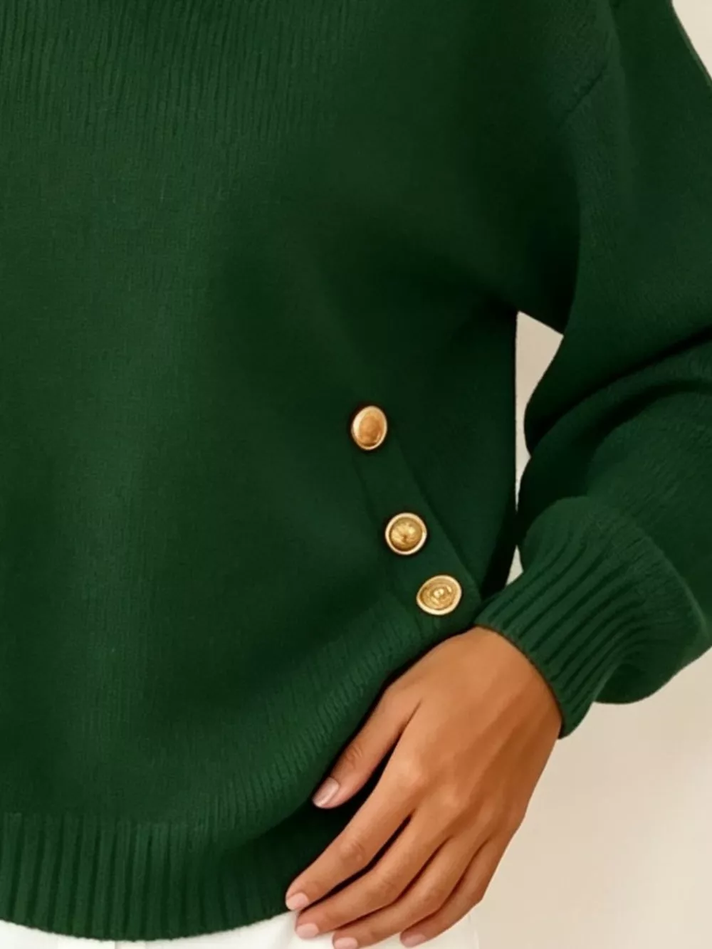 Chic Collared Decor-Button Sweater, image 21