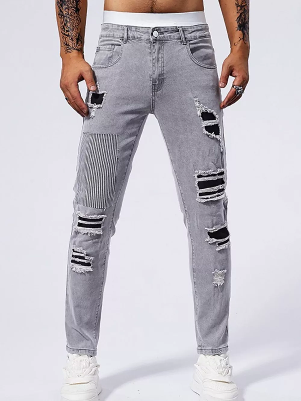 Men's Distressed Slim Fit Jeans, image 4