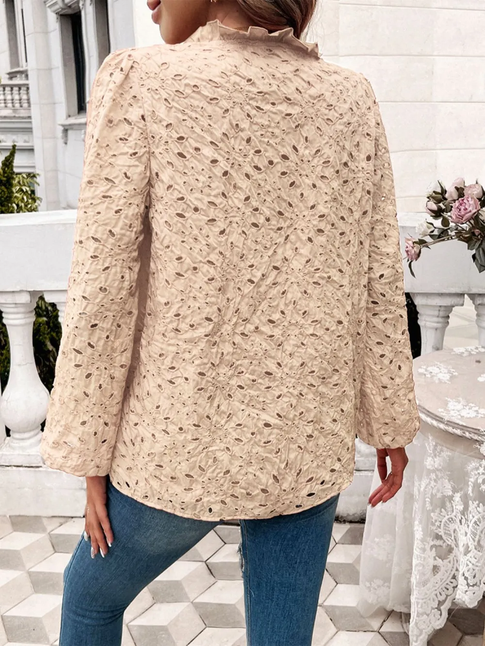 Frill Round Neck Long Sleeve Shirt, image 26