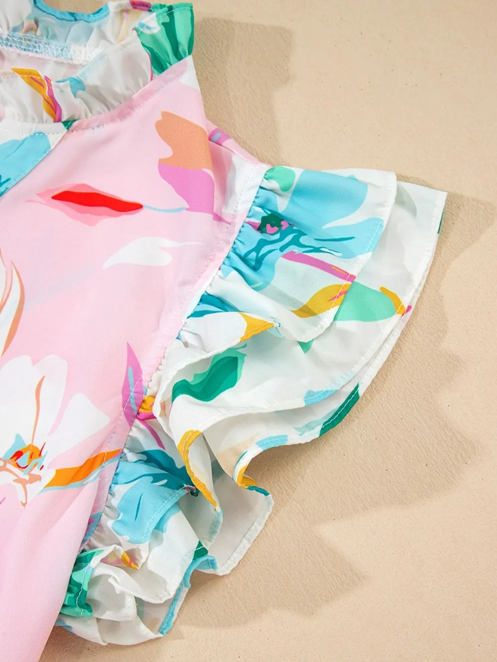 Printed Notched Cap Sleeve Blouse, image 6