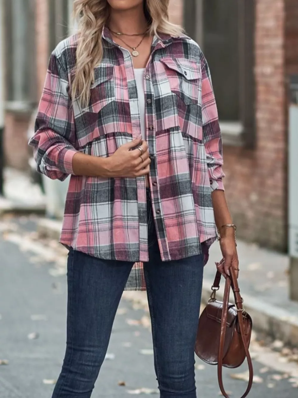 Plaid Button-Down Long Sleeve Shirt, image 20