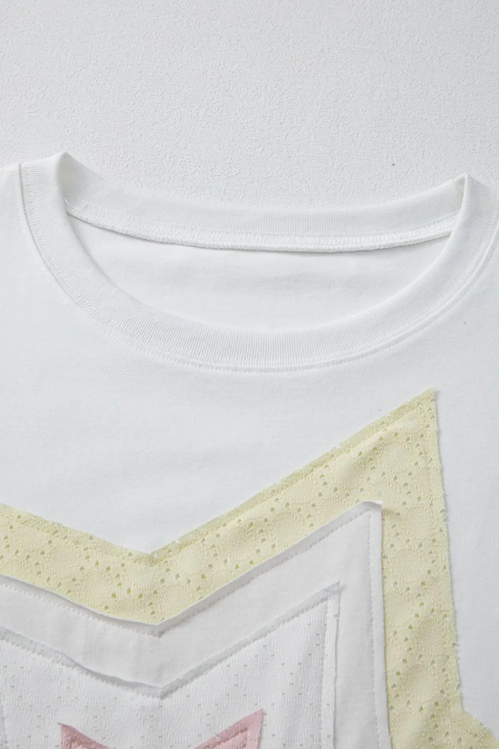 Star Layered Patched Graphic Drop Shoulder Half Sleeve Loose Tee, image 10
