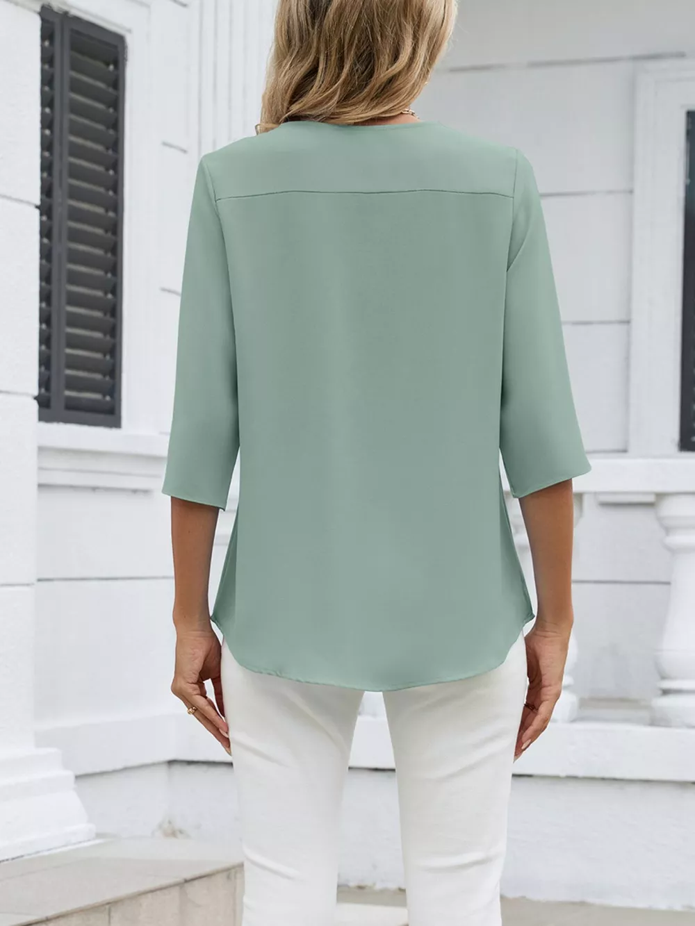 V-Neck 3/4 Sleeve Blouse, image 18