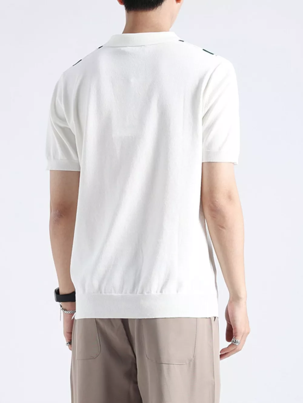 Men's Plus Size Geometric Pattern Knitted Polo, image 7