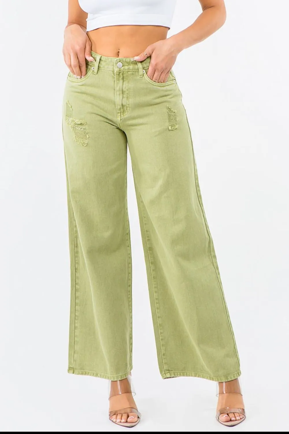High Waist Distressed Wide Leg Jeans, image 3