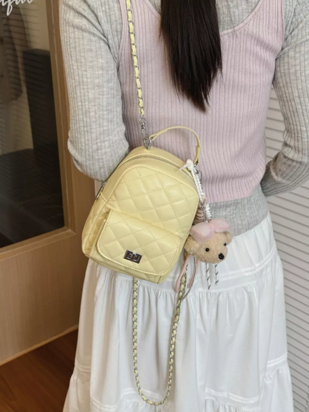 Quilted Mini Backpack Bag, image 8
