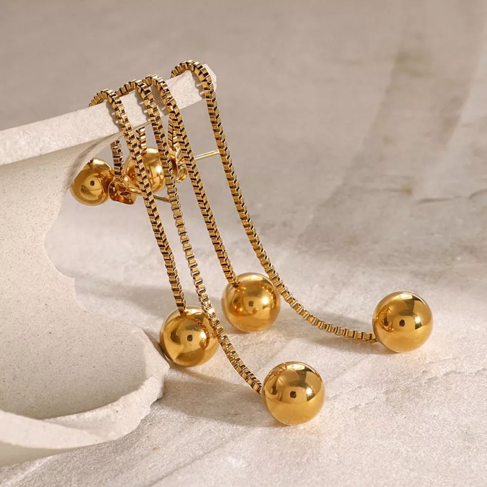 18K Gold-Plated Ball Drop Earrings, image 7