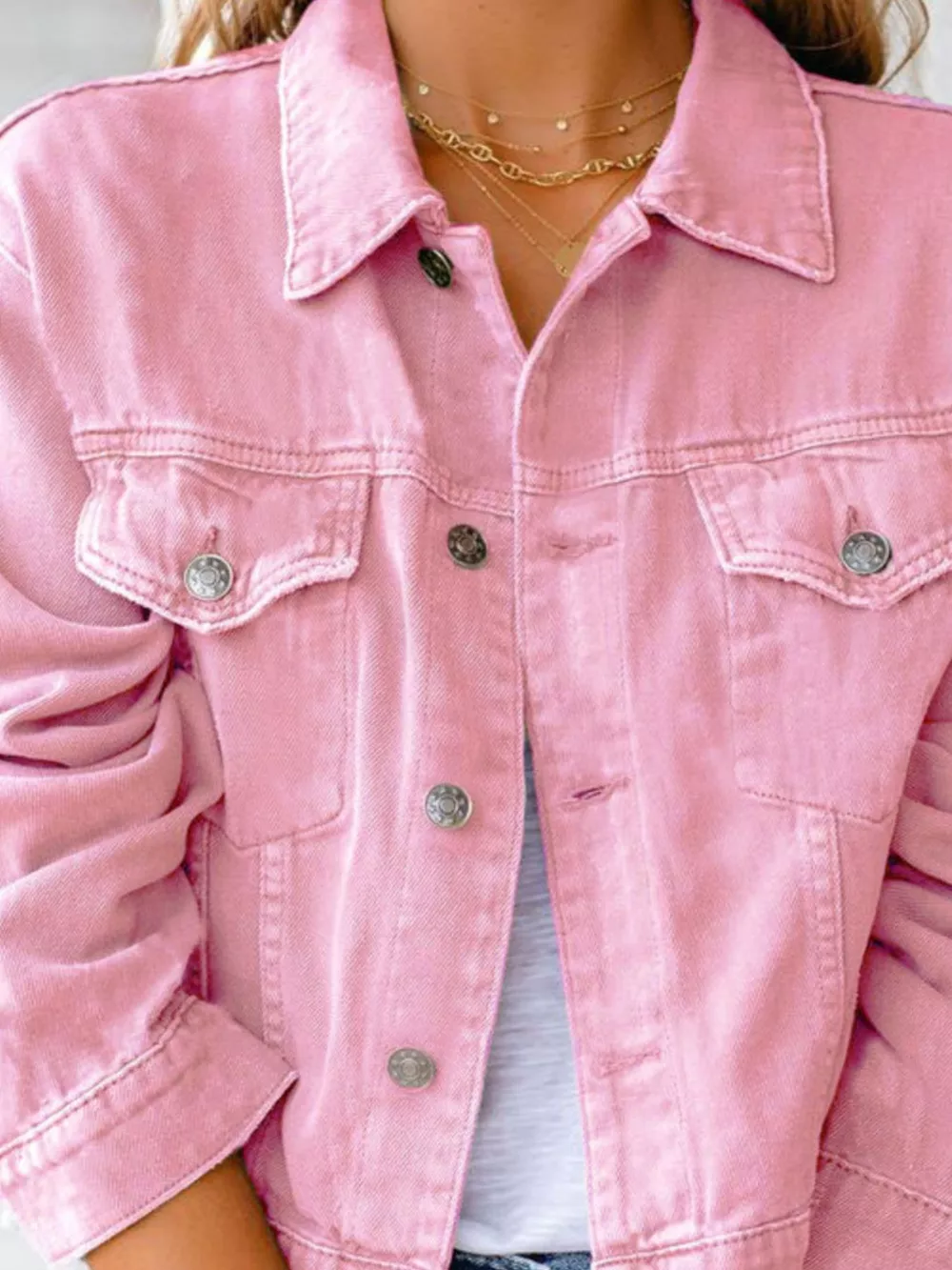 Button Up Long Sleeve Denim Jacket, image 16