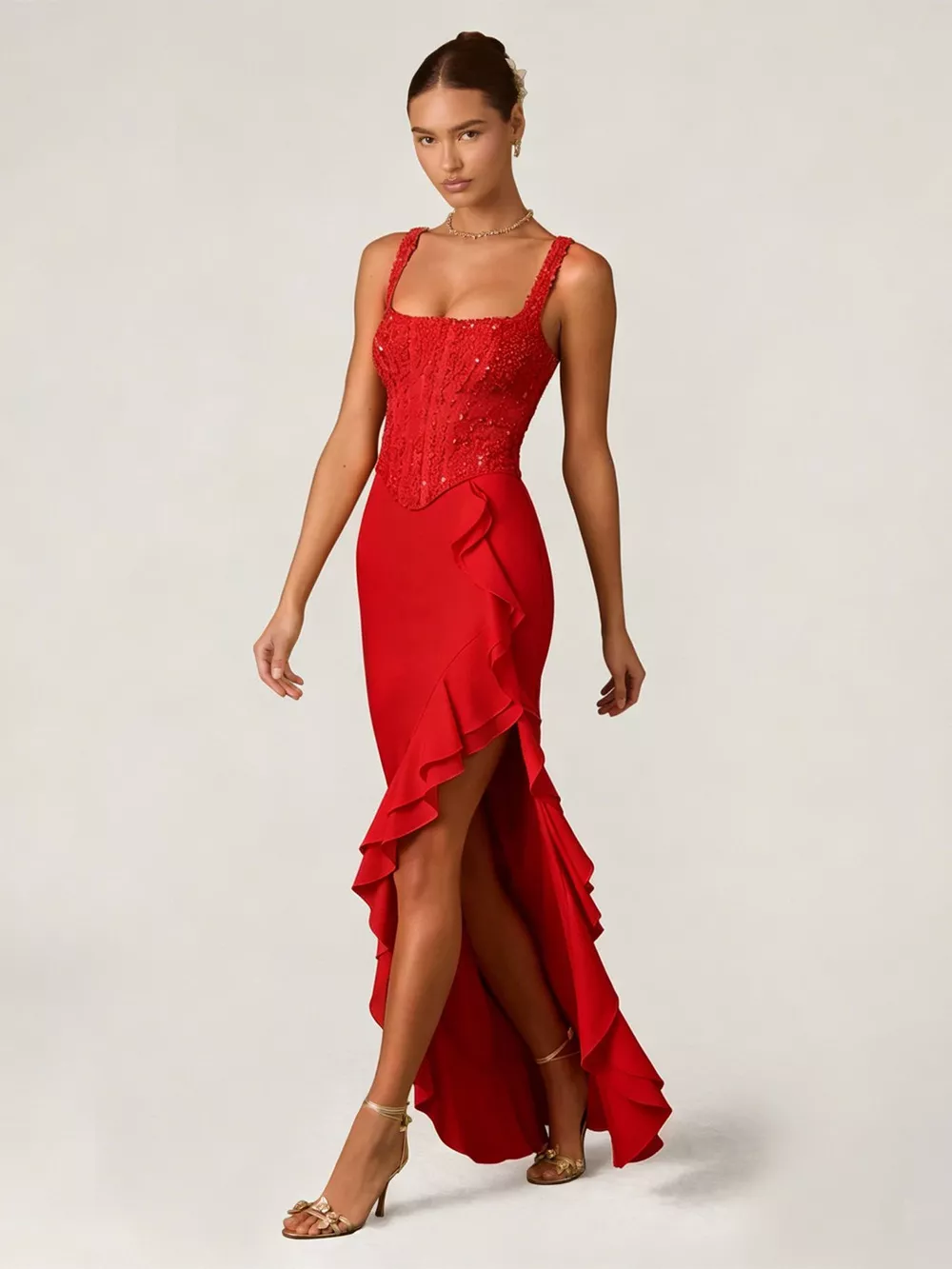 Sequin Ruffle Hem Maxi Dress, image 13