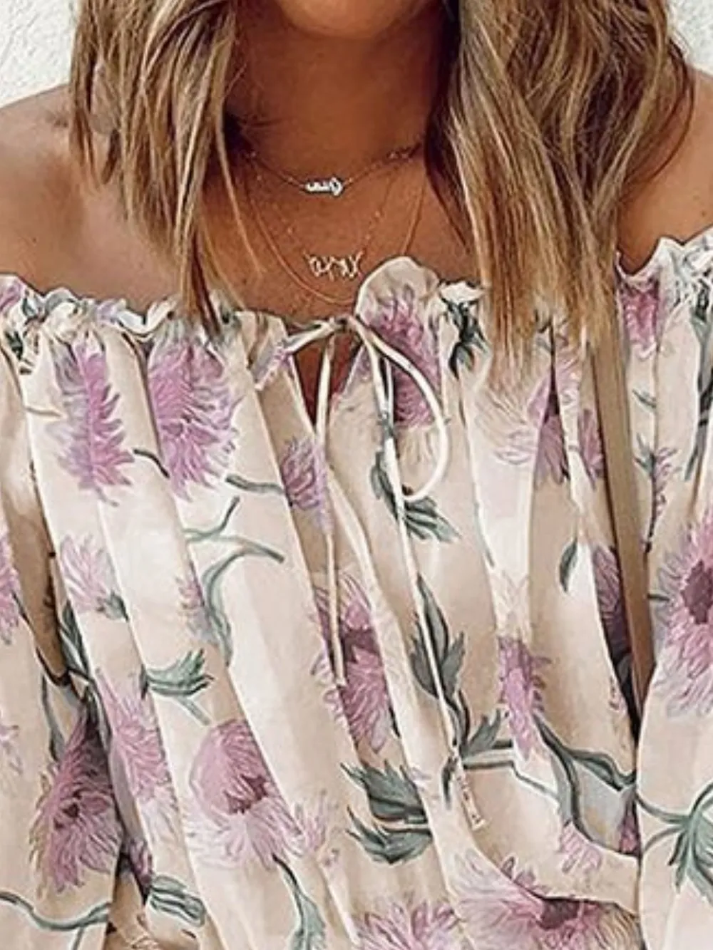 Off-Shoulder Floral Print Blouse, image 3