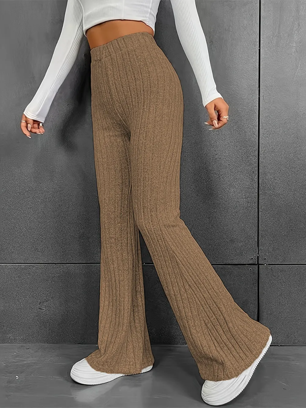 Ribbed High Waist Bootcut Pants, image 14