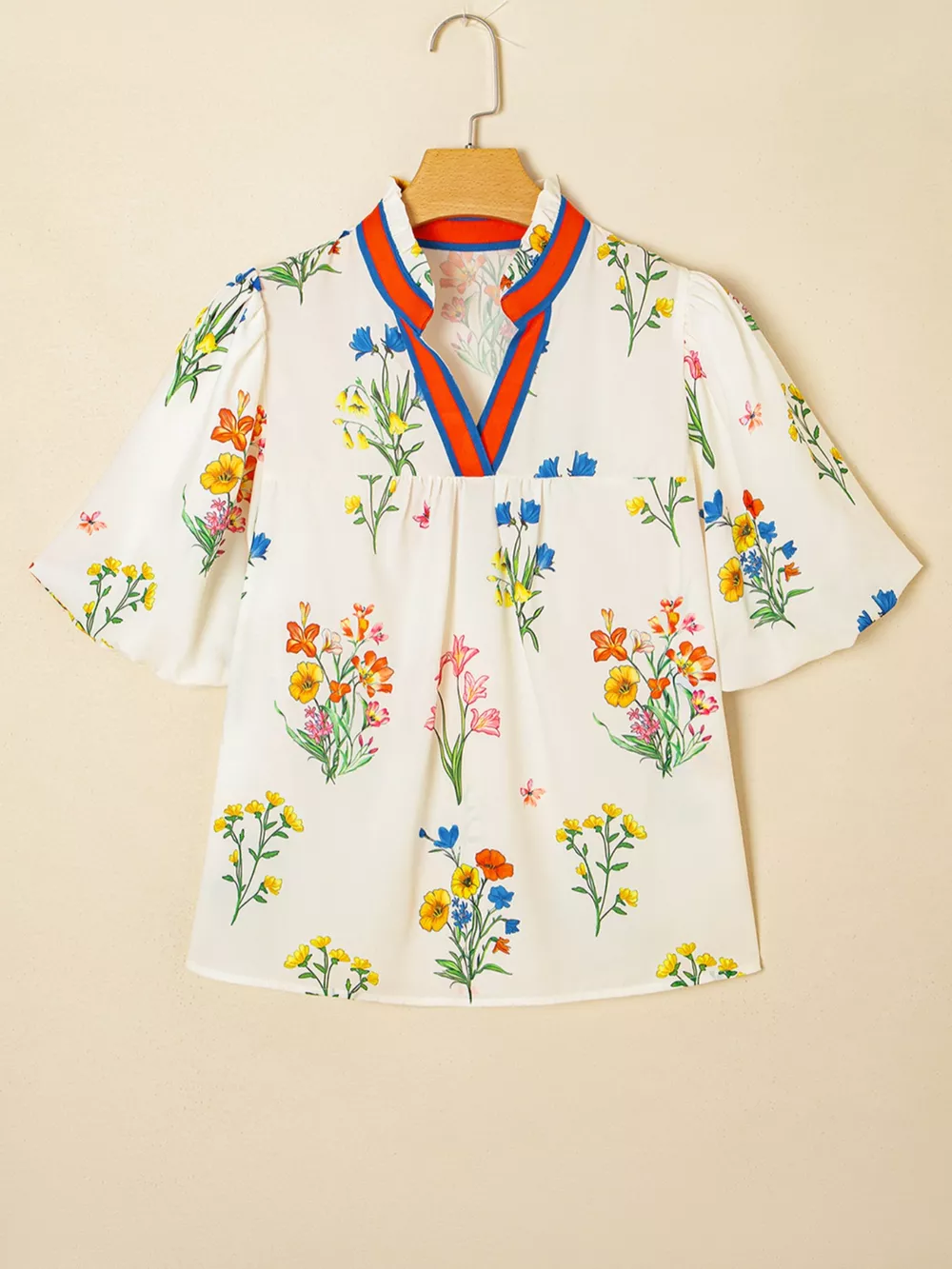 Floral Print Puff Sleeve Blouse, image 4