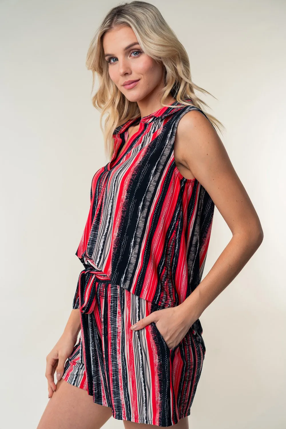 Full Size High Waisted Striped Shorts, image 4