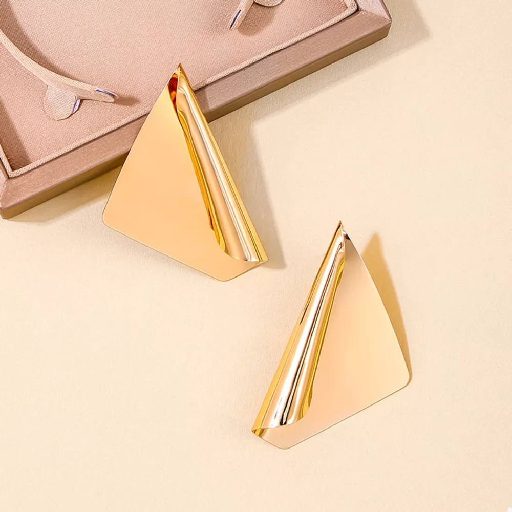 18K Gold-Plated Triangle Earrings, image 3