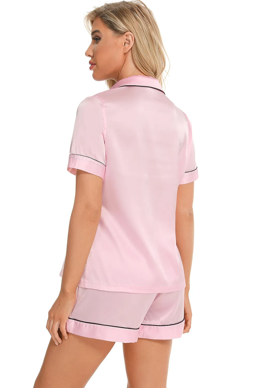 Printed Button Up Short Sleeve Top and Shorts Lounge Set, image 25