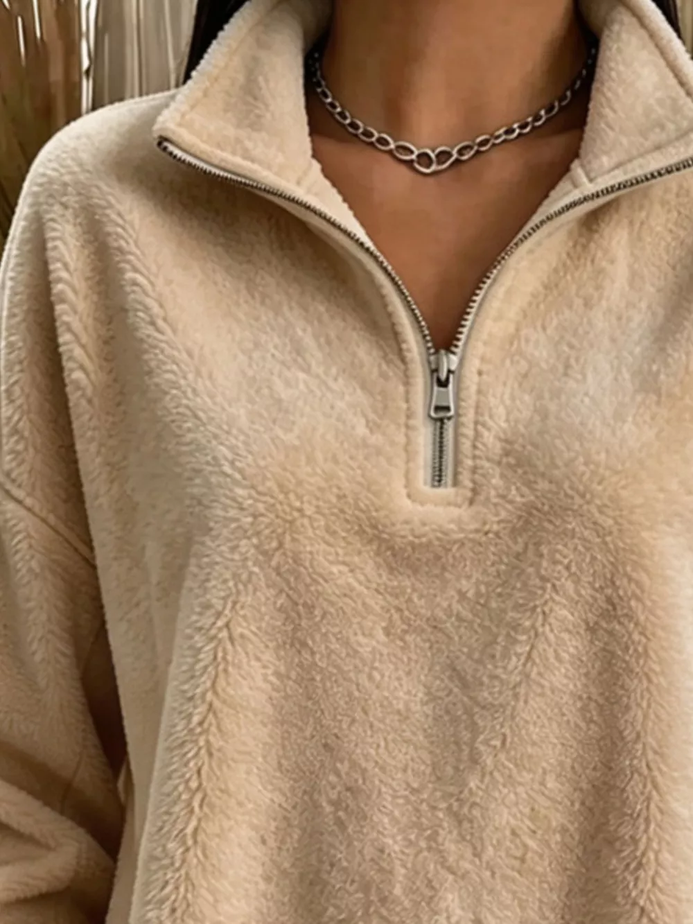 Full Size Quarter-Zip Fleece Sweatshirt Plus Size, image 2