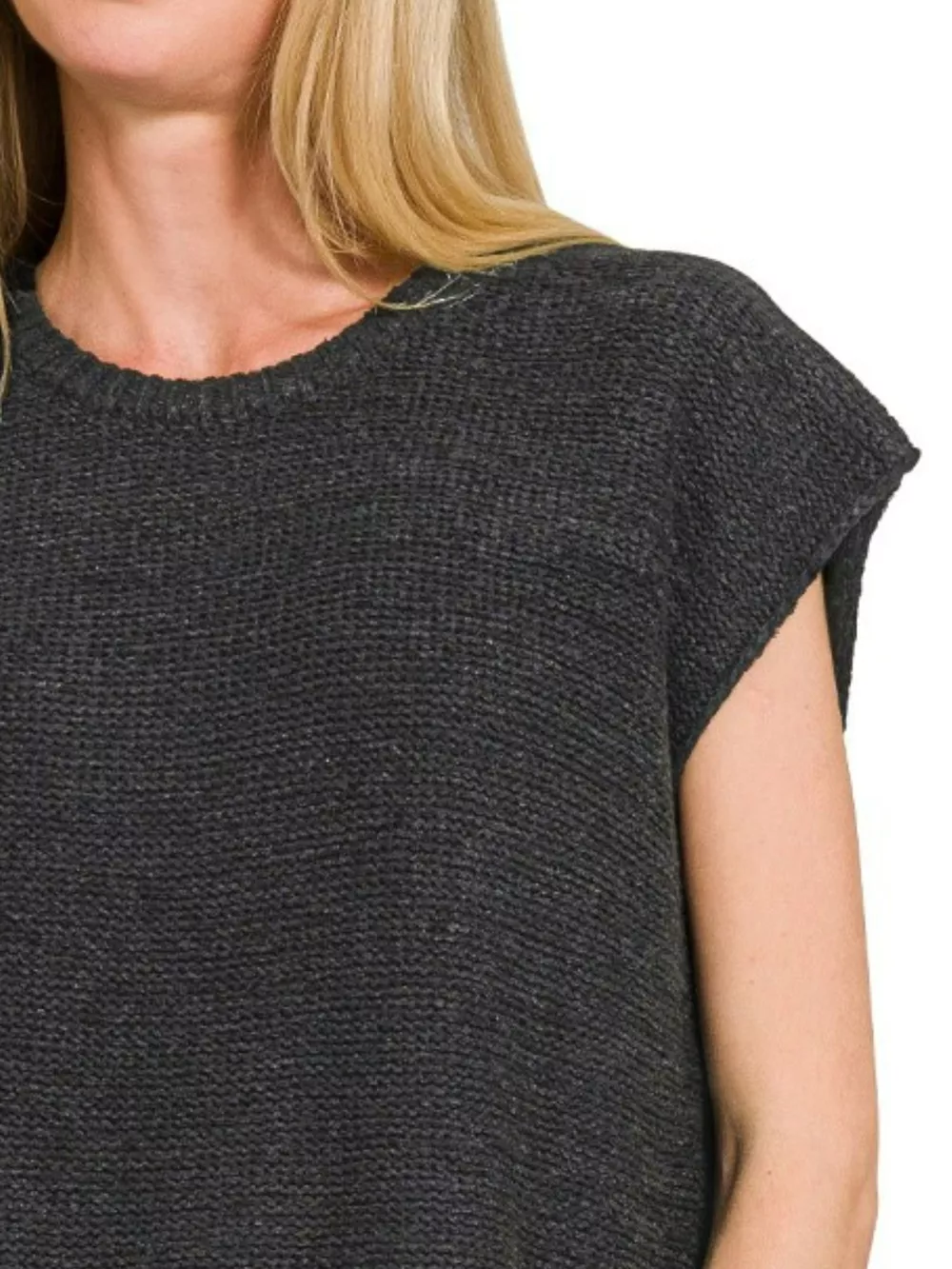 Oversized Crew Neck Sweater Vest, image 2