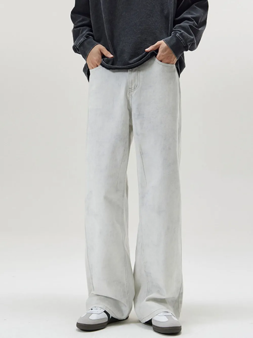 Men's Full Size Washed Wide Leg Pants Plus Size, image 2