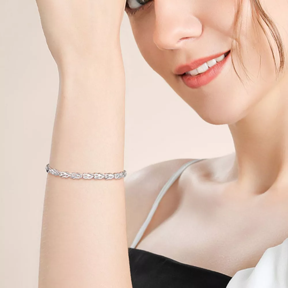 925 Sterling Silver Heart Link Bracelet, image 4