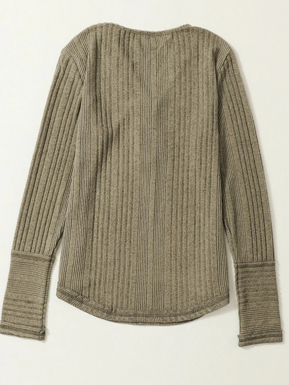 Textured V-Neck Long Sleeve T-Shirt, image 7