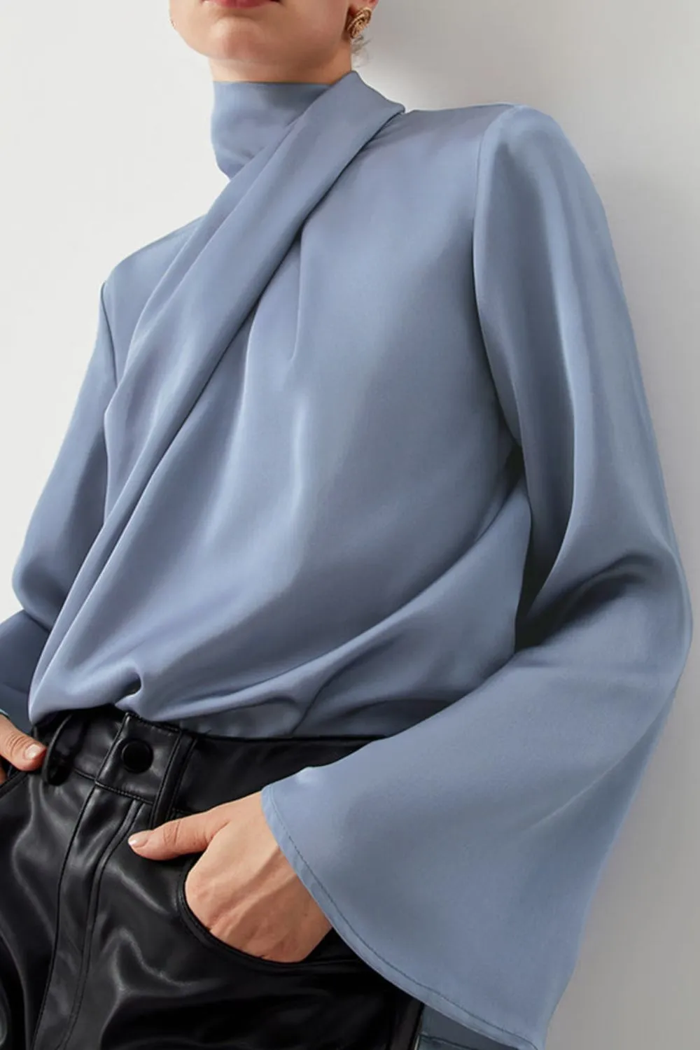 Cutout Turtleneck Long Sleeve Blouse, image 5